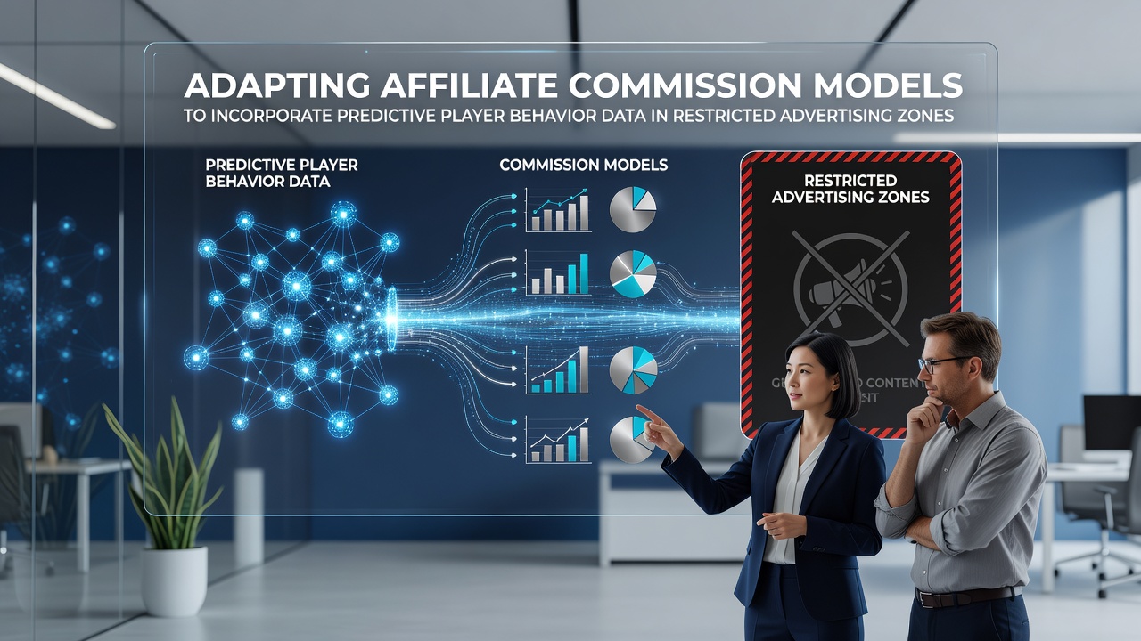 Affiliate teams reviewing predictive dashboards that track player lifetime value across restricted advertising zones
