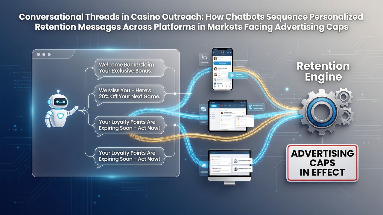 Chatbot interface displaying sequenced retention messages across casino platforms