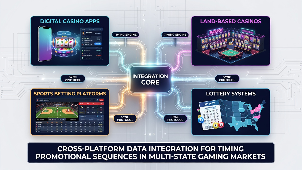Analytics interface displaying synchronized promotional timelines for multi-state casino operations
