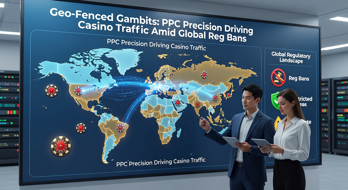 Screenshot of PPC dashboard showing geo-fence setup with casino markers and performance metrics