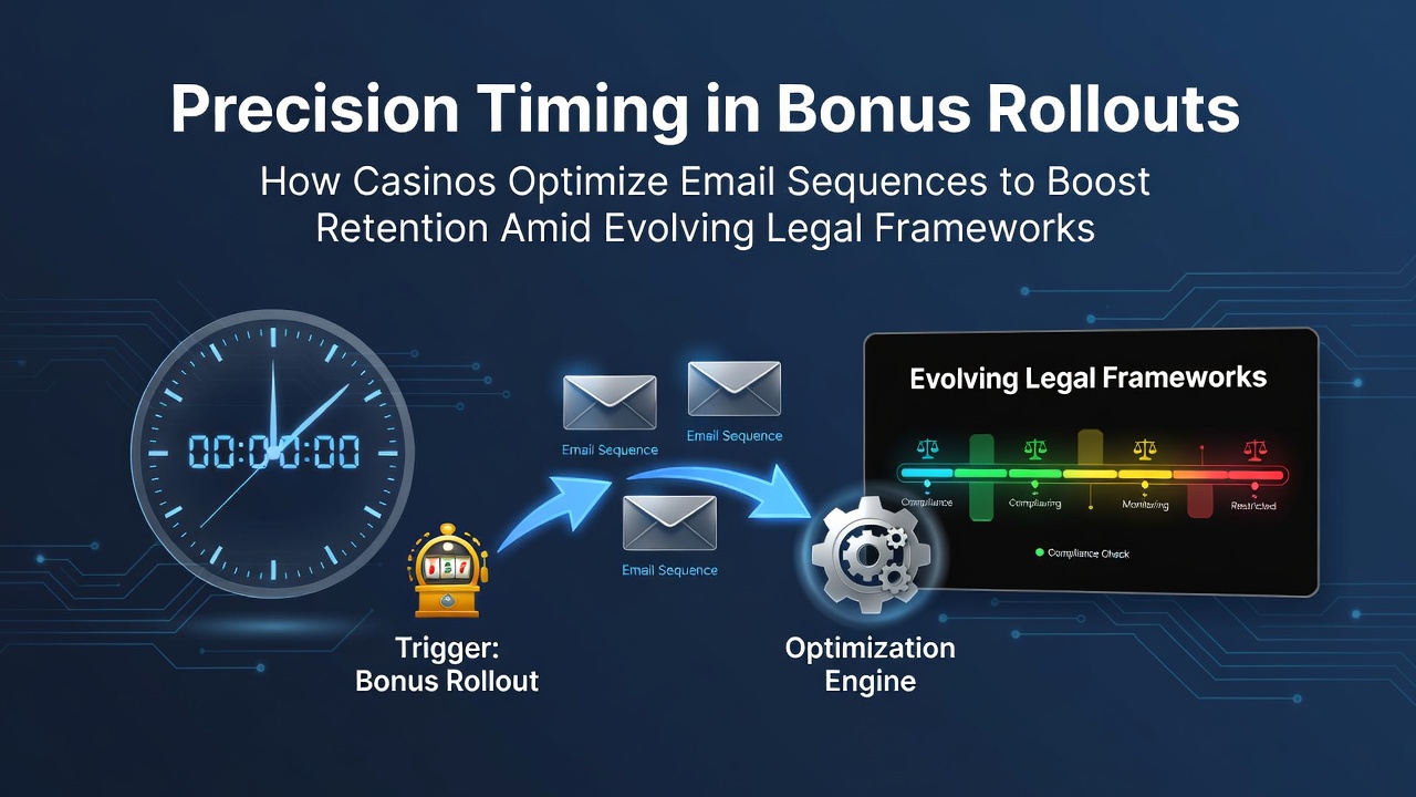 Casino operators reviewing email sequence analytics on multiple screens in a modern control room