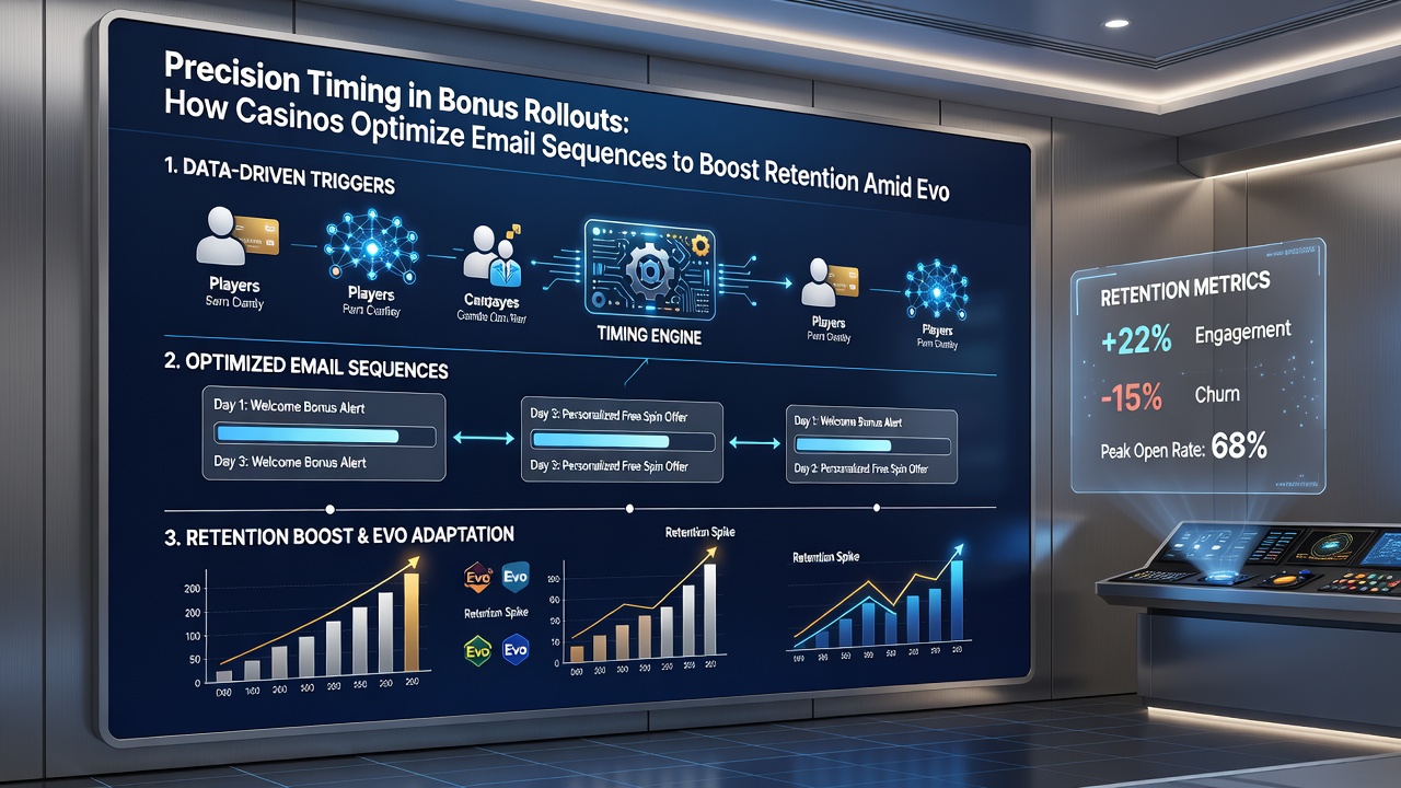 Marketing team analyzing timing charts for bonus email campaigns on a large dashboard display